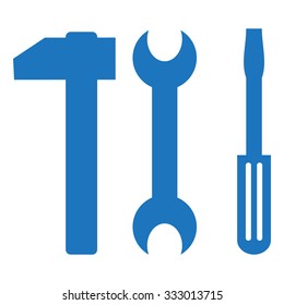 Screwdriver, Hammer And Wrench vector icon. flat symbol