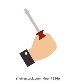 screwdriver hand grab construction builder tool vector graphic isolated and flat illustration 