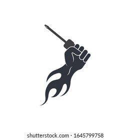 destornillador en la plantilla de diseño de ilustración vectorial de icono manual 