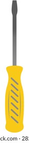 Screwdriver Hand Tool Vector Illustration with Yellow Handle