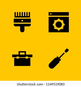 screwdriver icon. 4 screwdriver vectors with work tools, tool box and screwdriver icons for web and mobile app
