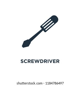 Screwdriver icon. Black filled vector illustration. Screwdriver symbol on white background. Can be used in web and mobile.