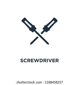 Screwdriver icon. Black filled vector illustration. Screwdriver symbol on white background. Can be used in web and mobile.