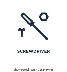 Screwdriver icon. Black filled vector illustration. Screwdriver symbol on white background. Can be used in web and mobile.