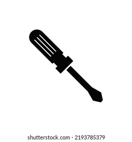 screwdriver icon in black flat glyph, filled style isolated on white background