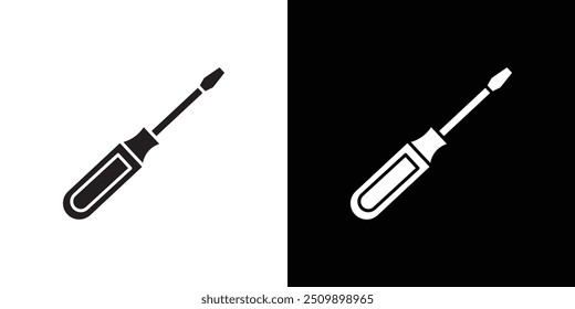 Screwdriver icon Black line art vector logo set