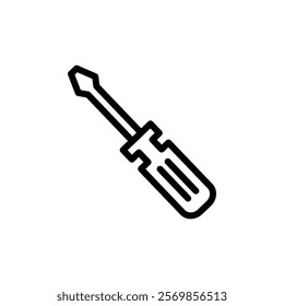 Screwdriver icon Black and white outline vector