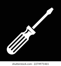 screwdriver icon, black and white, vector illustration 