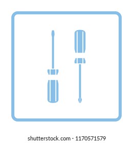 Screwdriver icon. Blue frame design. Vector illustration.