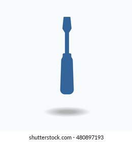 screwdriver icon. blue icon. Single flat icon isolated on white background. vector illustration., One of set web icons. eps 10. Support concept. consumer services