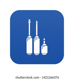Screwdriver icon blue vector isolated on white background