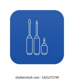 Screwdriver icon blue vector isolated on white background