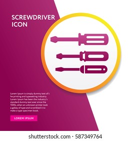 Screwdriver Icon. Collection Symbol Flat Isolated Graphic Info Board