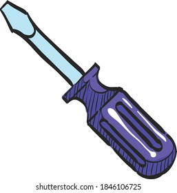 Screwdriver icon in color drawing. Electronic repair setting maintenance profession