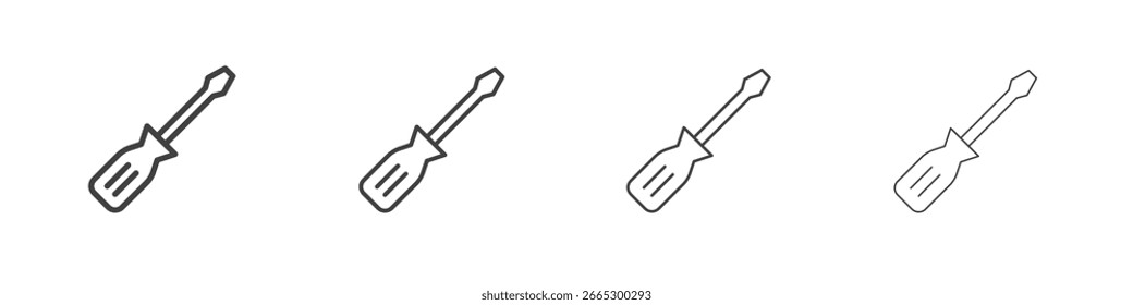 Diseño de símbolo de contorno de concepto de icono de destornillador.