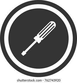 Screwdriver icon , dark circle sign design