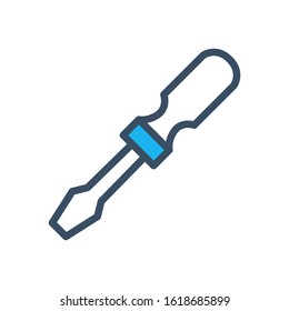 Screwdriver icon design template, vector icon designed in filled color style on white background, can be used for web and various needs of your project