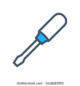 Screwdriver icon design template, vector icon designed in filled color style on white background, can be used for web and various needs of your project