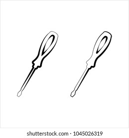 Screwdriver Icon Design, A Tool For Turning (Driving Or Removing) Screws Vector Art Illustration