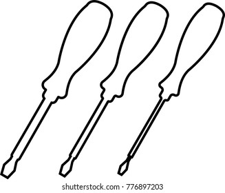 Screwdriver Icon Design, A Tool For Turning (Driving Or Removing) Screws Vector Art Illustration