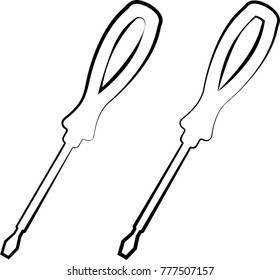 Screwdriver Icon Design, A Tool For Turning (Driving Or Removing) Screws Vector Art Illustration