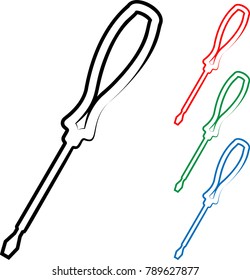 Screwdriver Icon Design, A Tool For Turning (Driving Or Removing) Screws Vector Art Illustration