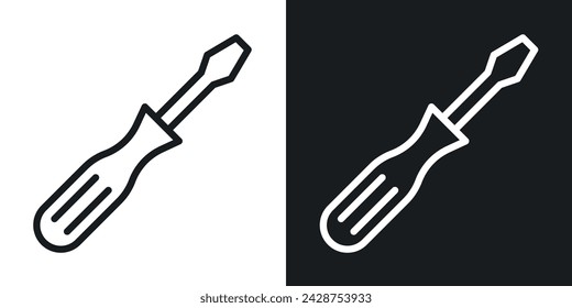 Screwdriver Icon Designed in a Line Style on White Background.