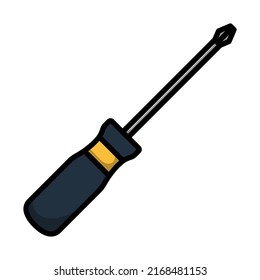 Screwdriver Icon. Editable Bold Outline With Color Fill Design. Vector Illustration.