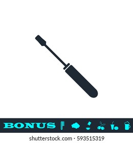 Screwdriver icon flat. Black pictogram on white background. Vector illustration symbol and bonus button