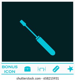 Screwdriver icon flat. Blue pictogram on dark background. Vector illustration symbol and bonus icons