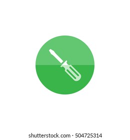 Screwdriver icon in flat color circle style. Electronic repair setting maintenance profession
