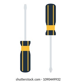 Screwdriver icon. Flat color design. Vector illustration.