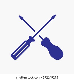 Screwdriver Icon. Flat Isolated Graphic Vector Design Blue Color Symbol