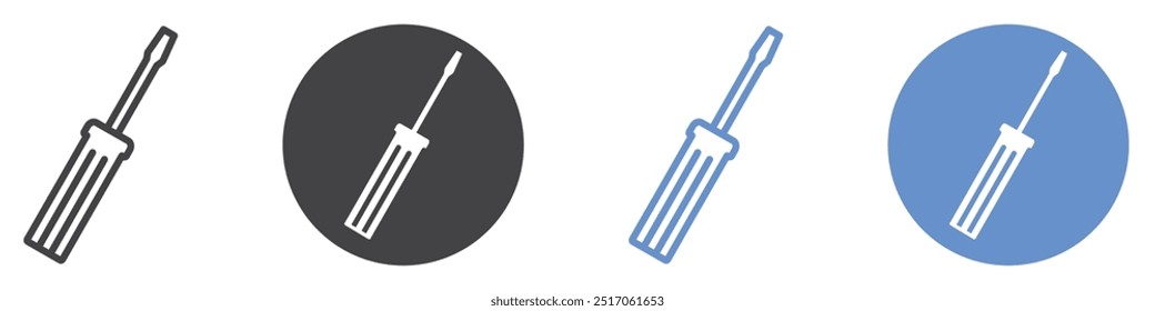 Screwdriver icon flat line symbol set.