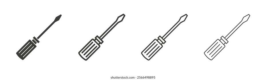 Screwdriver icon flat and linear vector illustration on white background.