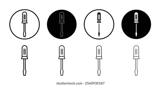 Screwdriver icon Flat outline fill set collection
