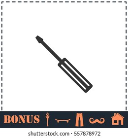 Screwdriver icon flat. Simple vector symbol and bonus icon