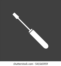 Screwdriver icon flat. Vector white illustration isolated on black background. Flat symbol