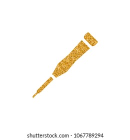 Screwdriver icon in gold glitter texture. Sparkle luxury style vector illustration.