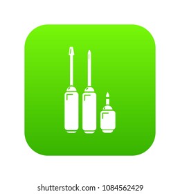 Screwdriver icon green vector isolated on white background