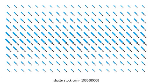 Screwdriver icon halftone pattern, constructed for backgrounds, covers, templates and abstraction compositions. Vector screwdriver symbols arranged into halftone matrix.