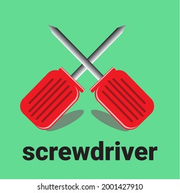 Screwdriver icon illustration. Isolated on a red background