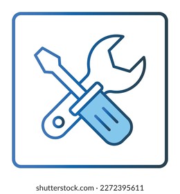 Screwdriver icon illustration with wrench. icon related to tool. Two tone icon style, lineal color. Simple vector design editable