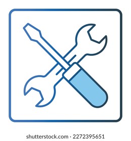 Screwdriver icon illustration with wrench. icon related to tool. Two tone icon style, lineal color. Simple vector design editable