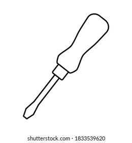 Screwdriver icon. Isolated equipment, toolkit, machine, mechanic, tool, and screwdriver icon line style.  vector symbol drawing concept for your logo web mobile app UI design. metal, steel, industry, 