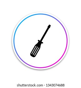 Screwdriver icon isolated on white background. Circle white button. Vector Illustration