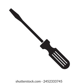 Screwdriver Icon isolated on white background. Tool Illustration As a Simple Vector Sign  Trendy Symbol for Design and Websites, Presentation or Mobile App. Simple black flat screwdriver icon symbol.