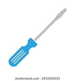 Screwdriver Icon isolated on white background. Tool Illustration As a Simple Vector Sign  Trendy Symbol for Design and Websites, Presentation or Mobile App. Simple blue flat screwdriver icon symbol.