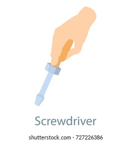 Screwdriver icon. Isometric illustration of screwdriver icon for web