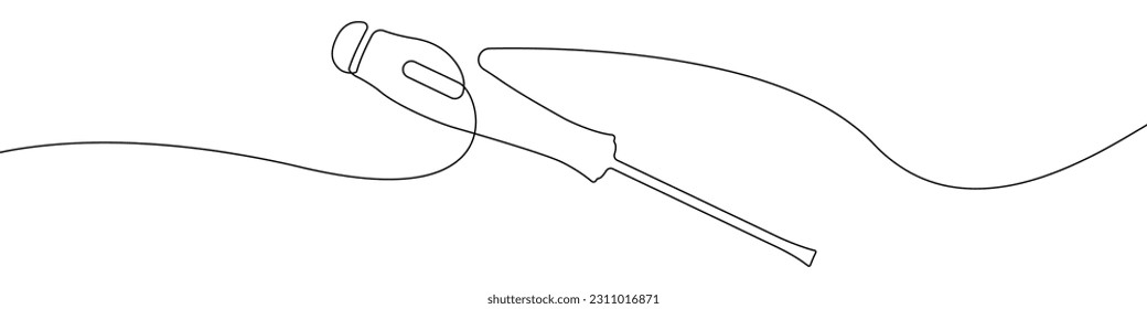 Screwdriver icon line continuous drawing vector. One line Screwdriver icon vector background. Screwdriver icon. Continuous outline of a Screwdriver icon. - Shutterstock ID 2311016871